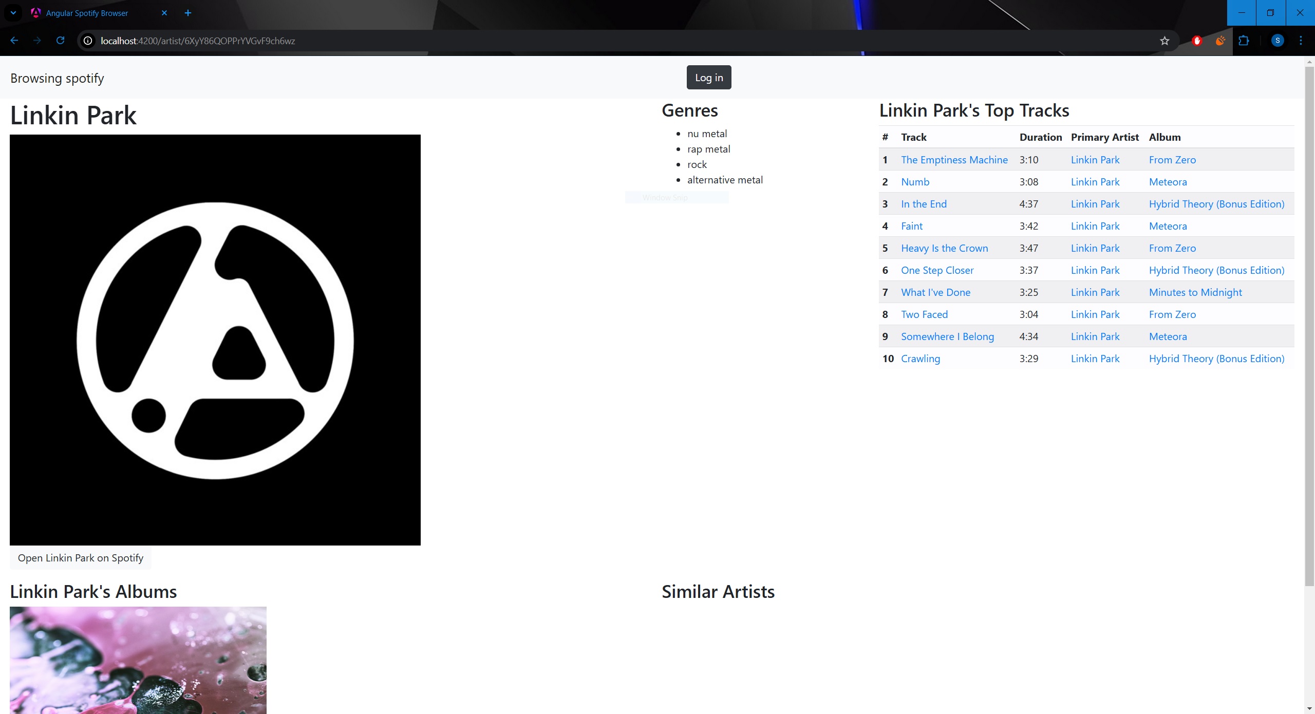 Spotify Artist Page